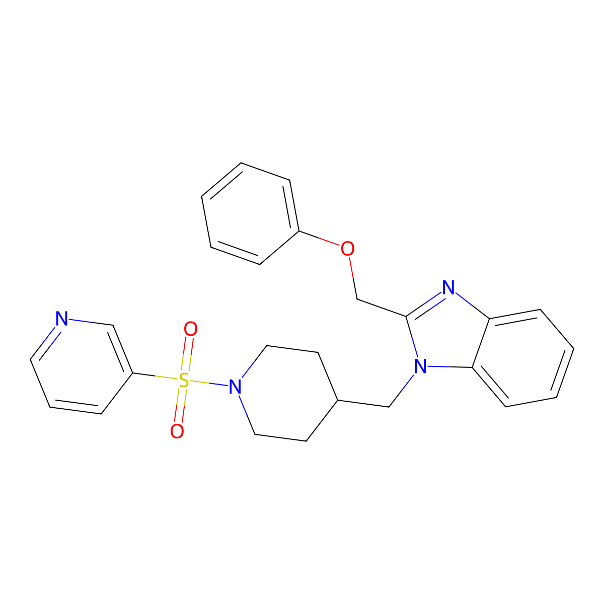 2-(phenoxymethyl)-1-((1-(pyridin-3-ylsulfonyl)piperidin-4-yl)methyl)-1H-benzo[d]imidazole molecular structure, CAS 1210456-69-1