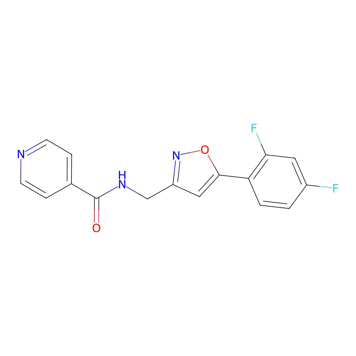 N-((5-(2,4-difluorophenyl)isoxazol-3-yl)methyl)isonicotinamide molecular structure, CAS 1210457-73-0