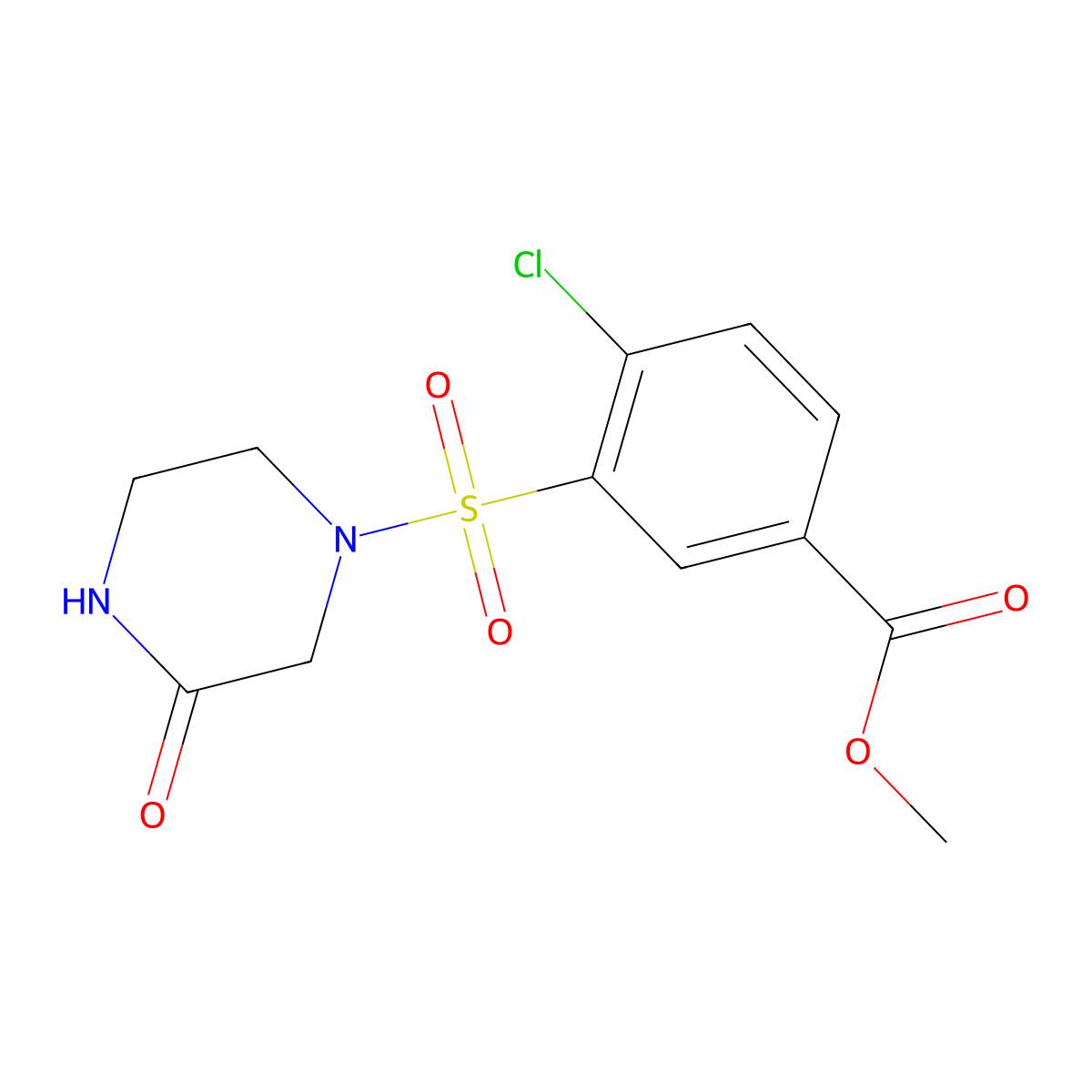 Methyl 4-chloro-3-((3-oxopiperazin-1-yl)sulfonyl)benzoate molecular structure, CAS 1210458-57-3
