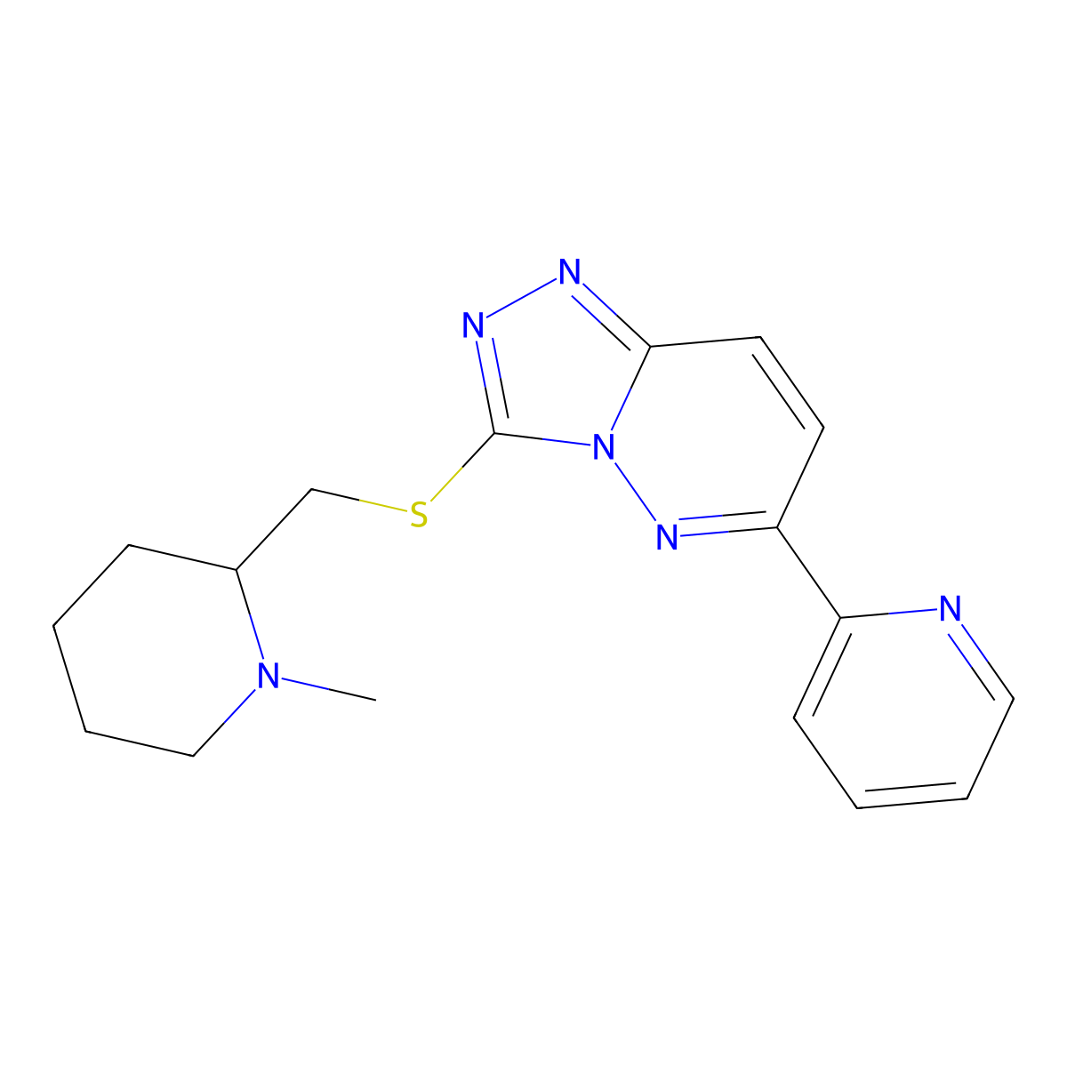 2-(3-{[(1-Methylpiperidin-2-yl)methyl]sulfanyl}-[1,2,4]triazolo[4,3-b]pyridazin-6-yl)pyridine molecular structure, CAS 1210463-10-7