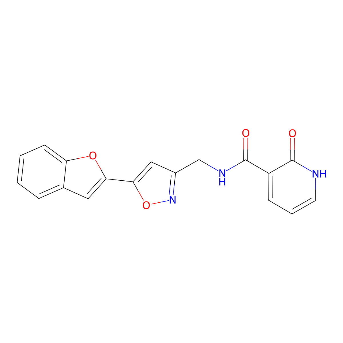N-((5-(benzofuran-2-yl)isoxazol-3-yl)methyl)-2-oxo-1,2-dihydropyridine-3-carboxamide molecular structure, CAS 1210466-63-9