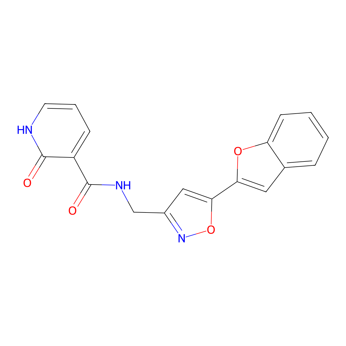 N-((5-(benzofuran-2-yl)isoxazol-3-yl)methyl)-2-oxo-1,2-dihydropyridine-3-carboxamide molecular structure, CAS 1210466-63-9