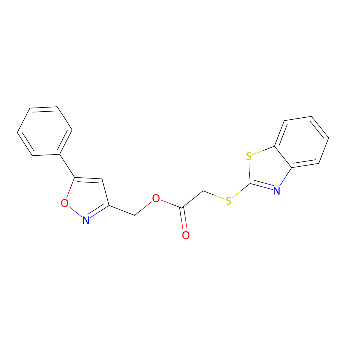 (5-Phenylisoxazol-3-yl)methyl 2-(benzo[d]thiazol-2-ylthio)acetate molecular structure, CAS 1210466-93-5