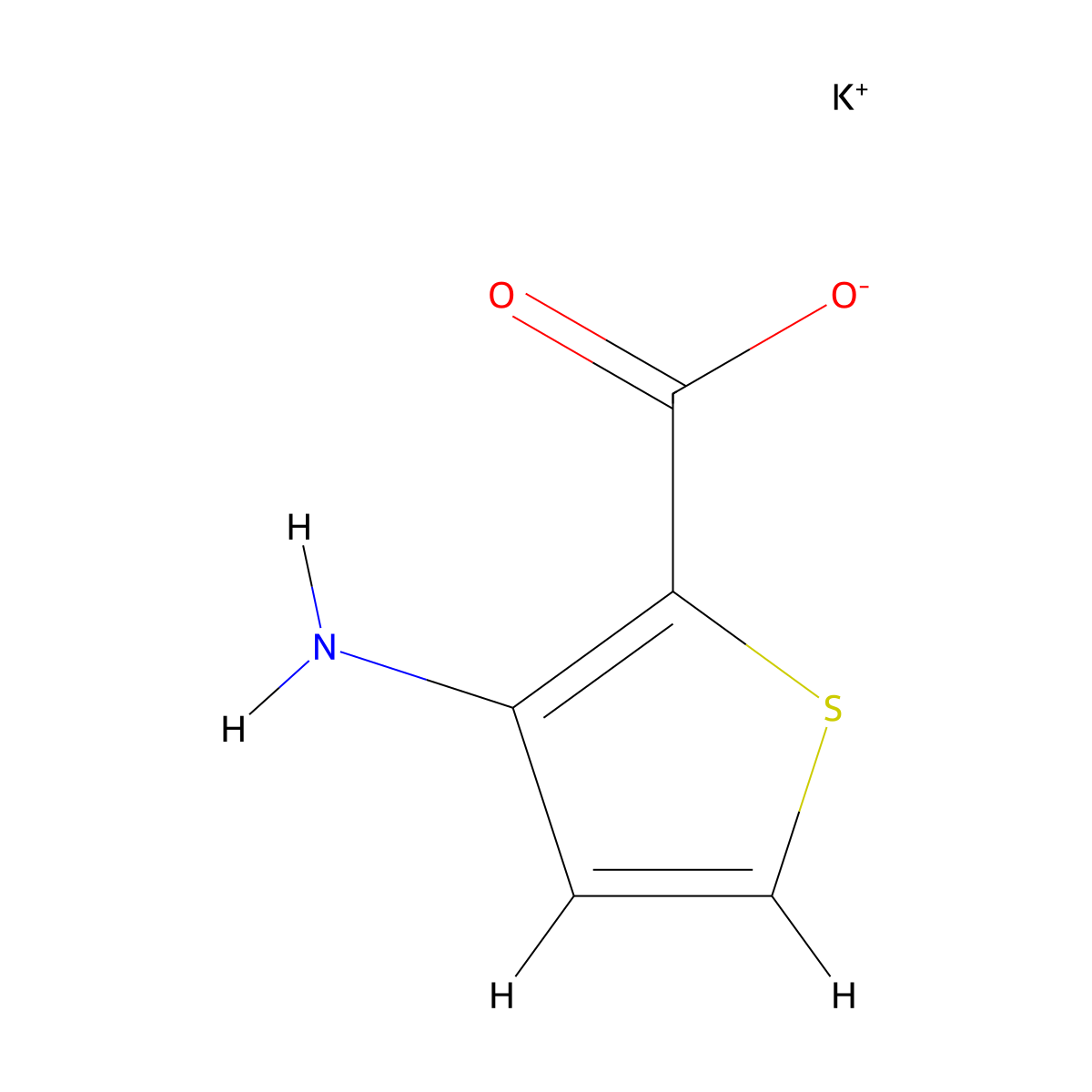 3-Aminothiophene-2-carboxylic acid potassium salt molecular structure, CAS 1210469-45-6