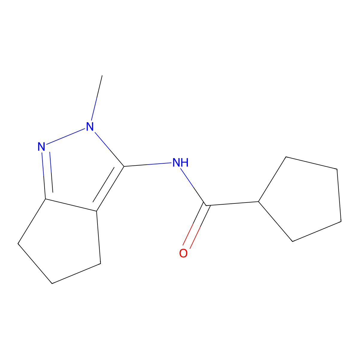 N-{2-methyl-2H,4H,5H,6H-cyclopenta[c]pyrazol-3-yl}cyclopentanecarboxamide molecular structure, CAS 1210473-26-9