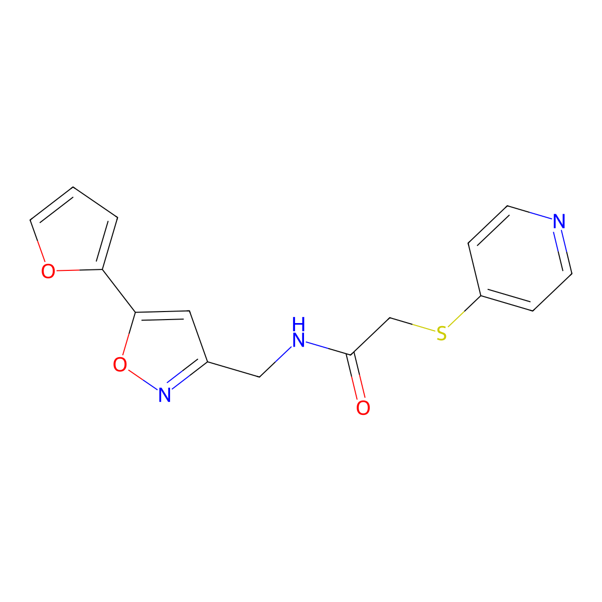 N-((5-(furan-2-yl)isoxazol-3-yl)methyl)-2-(pyridin-4-ylthio)acetamide molecular structure, CAS 1210474-30-8