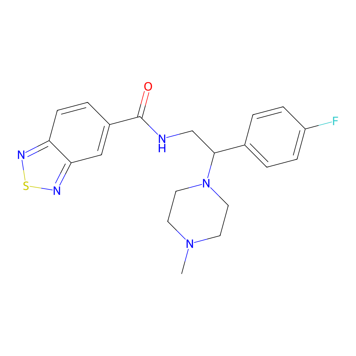 N-(2-(4-fluorophenyl)-2-(4-methylpiperazin-1-yl)ethyl)benzo[c][1,2,5]thiadiazole-5-carboxamide molecular structure, CAS 1210474-33-1