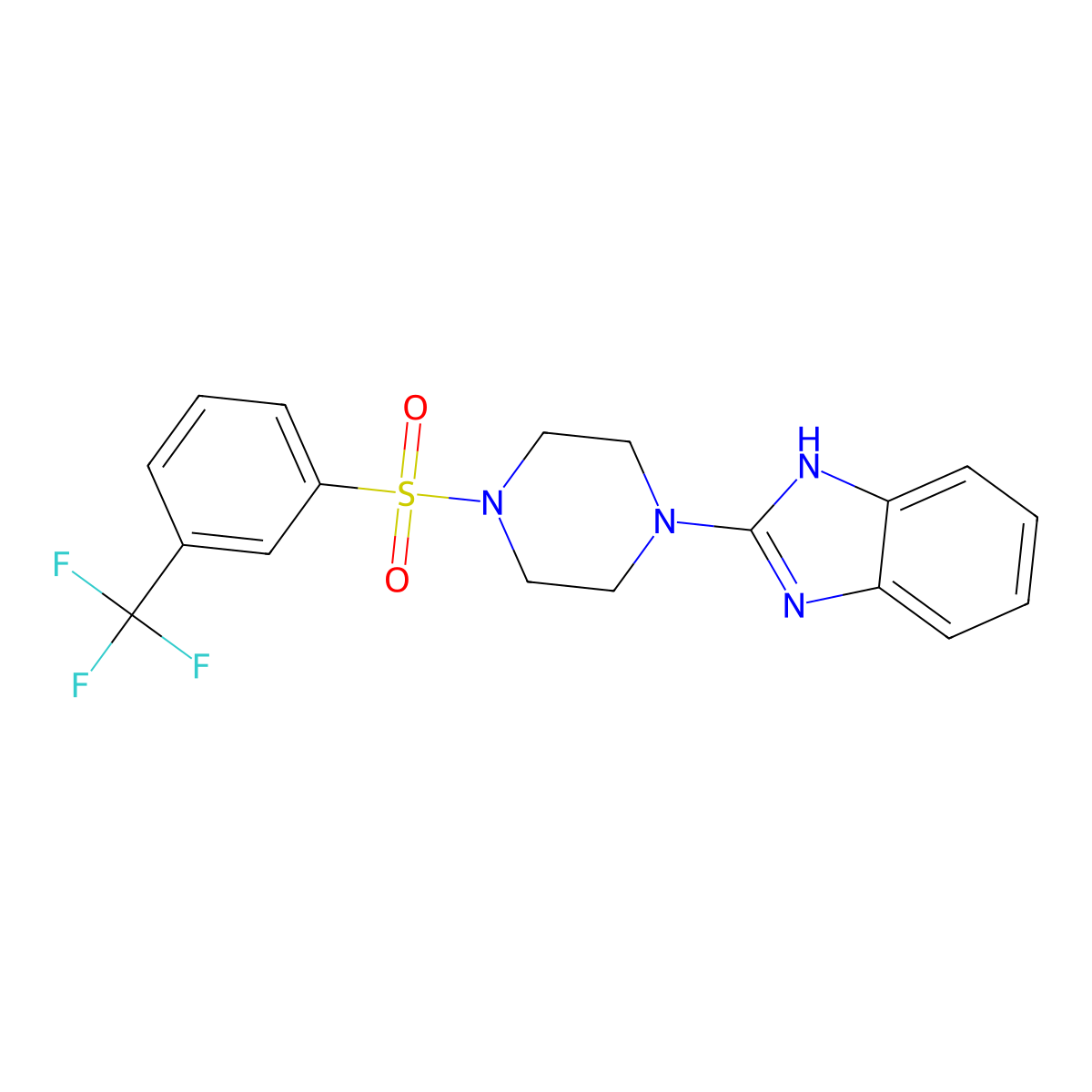 2-(4-((3-(trifluoromethyl)phenyl)sulfonyl)piperazin-1-yl)-1H-benzo[d]imidazole molecular structure, CAS 1210475-10-7