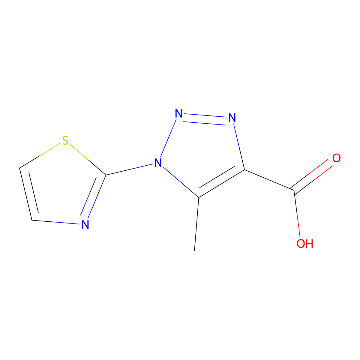 5-methyl-1-(1,3-thiazol-2-yl)-1H-1,2,3-triazole-4-carboxylic acid molecular structure, CAS 1210478-20-8