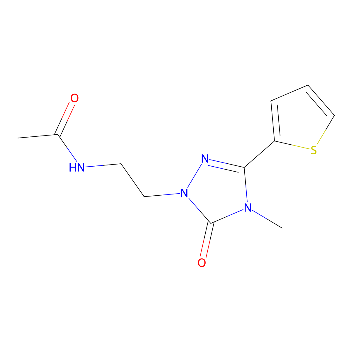 N-(2-(4-methyl-5-oxo-3-(thiophen-2-yl)-4,5-dihydro-1H-1,2,4-triazol-1-yl)ethyl)acetamide molecular structure, CAS 1210480-55-9