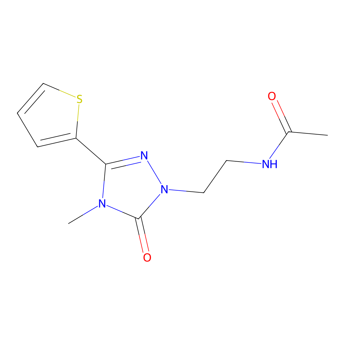 N-(2-(4-methyl-5-oxo-3-(thiophen-2-yl)-4,5-dihydro-1H-1,2,4-triazol-1-yl)ethyl)acetamide molecular structure, CAS 1210480-55-9