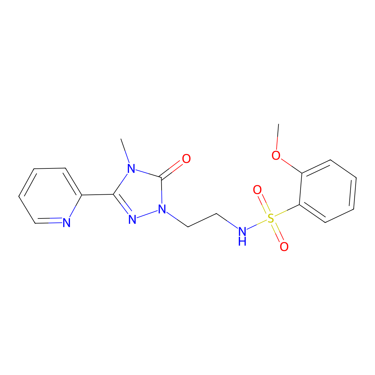 2-methoxy-N-(2-(4-methyl-5-oxo-3-(pyridin-2-yl)-4,5-dihydro-1H-1,2,4-triazol-1-yl)ethyl)benzenesulfonamide molecular structure, CAS 1210486-20-6