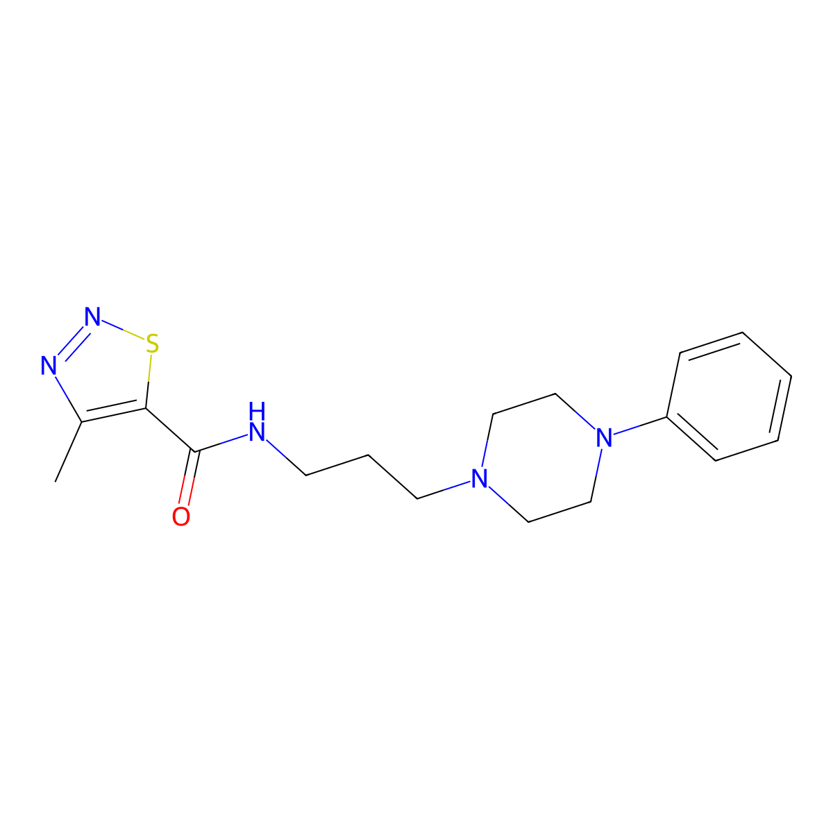 4-methyl-N-[3-(4-phenylpiperazin-1-yl)propyl]-1,2,3-thiadiazole-5-carboxamide molecular structure, CAS 1210487-43-6