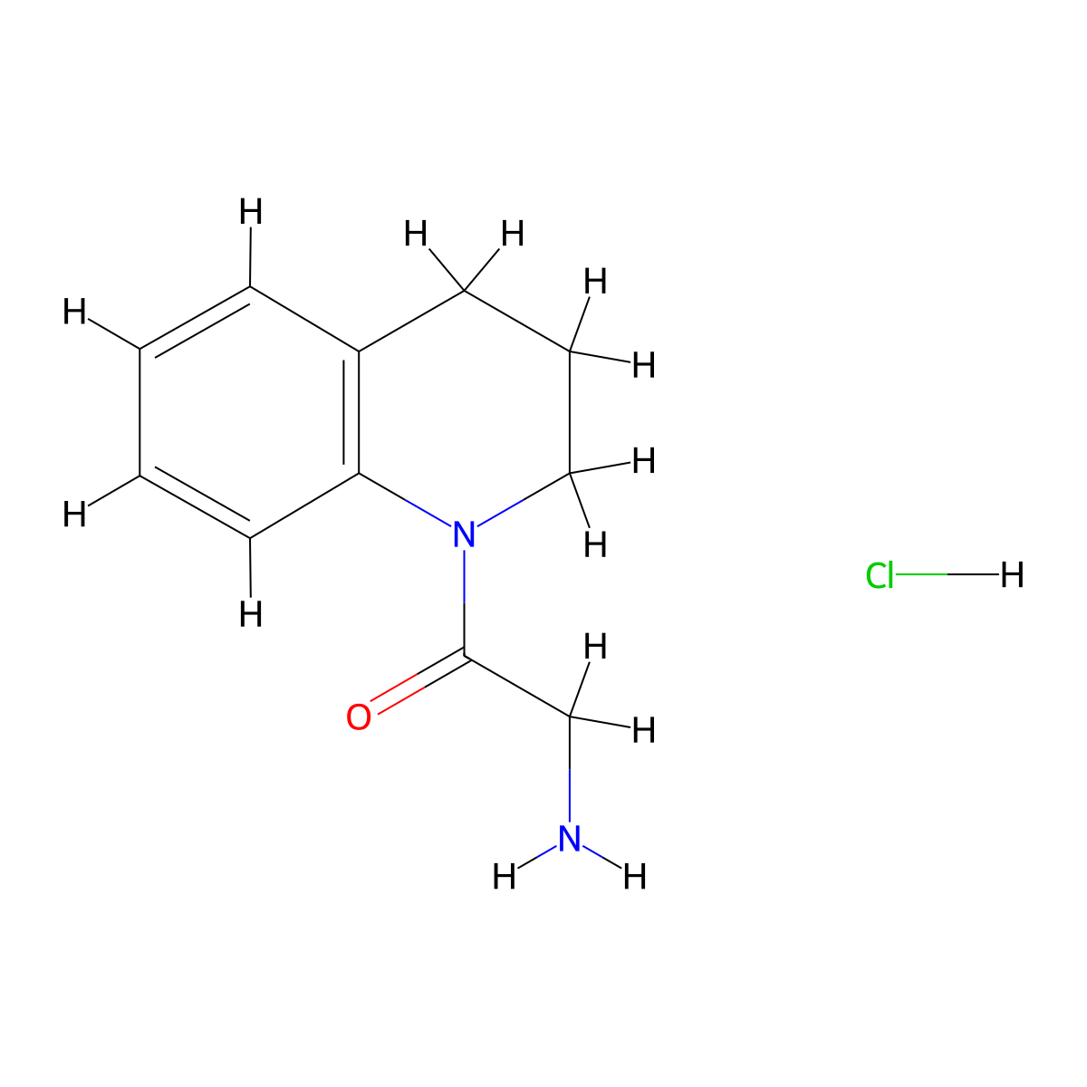 2-Amino-1-(1,2,3,4-tetrahydroquinolin-1-yl)ethan-1-one hydrochloride molecular structure, CAS 1210489-39-6