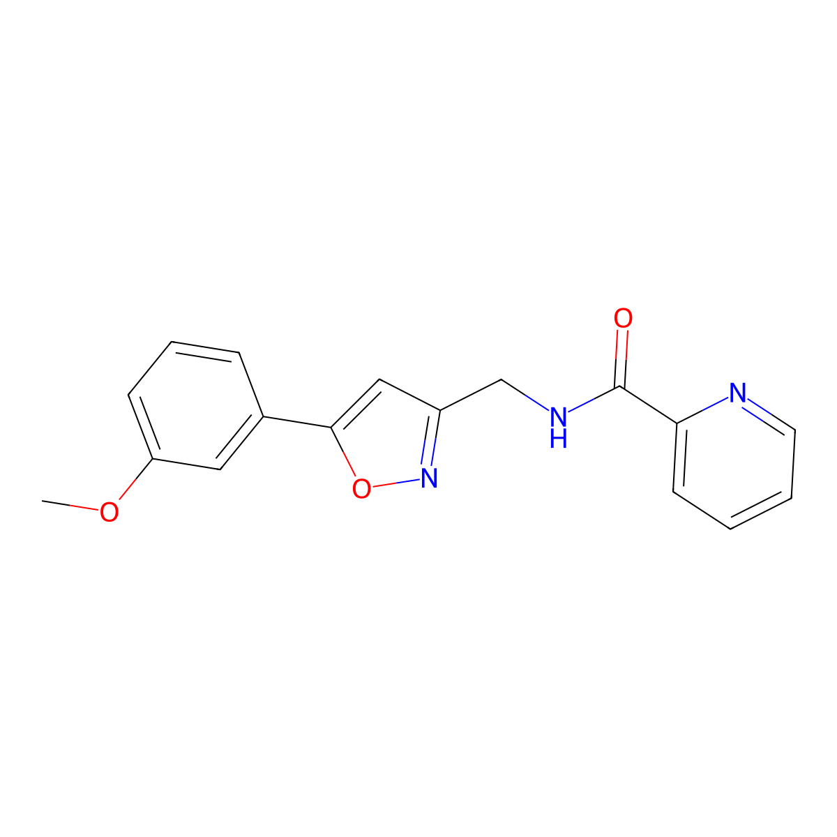 N-((5-(3-methoxyphenyl)isoxazol-3-yl)methyl)picolinamide molecular structure, CAS 1210490-65-5