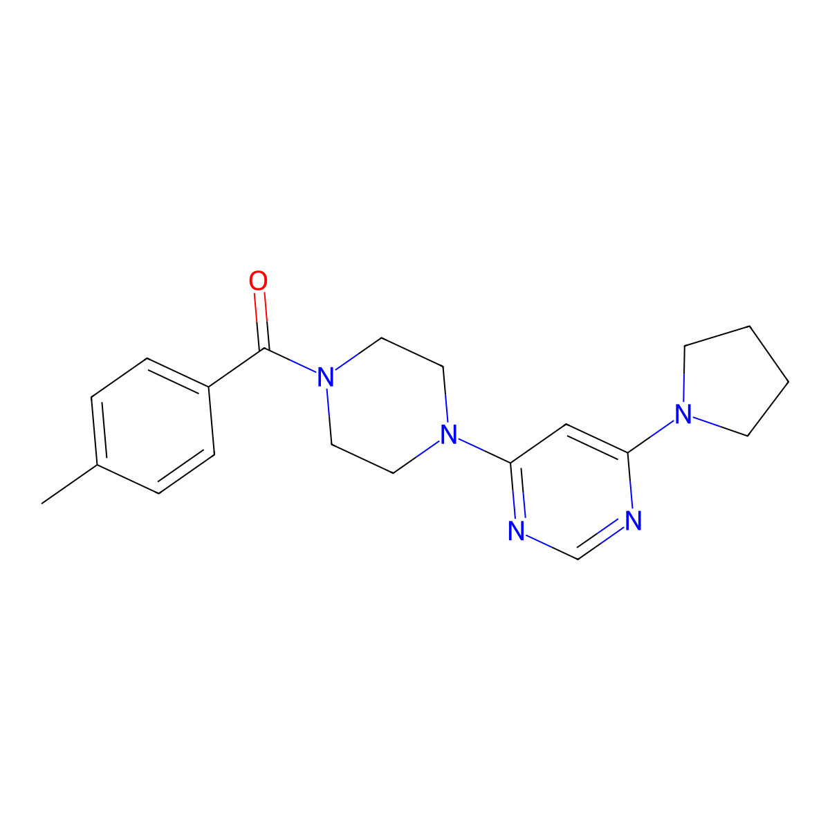 (4-(6-(Pyrrolidin-1-yl)pyrimidin-4-yl)piperazin-1-yl)(p-tolyl)methanone molecular structure, CAS 1210491-99-8