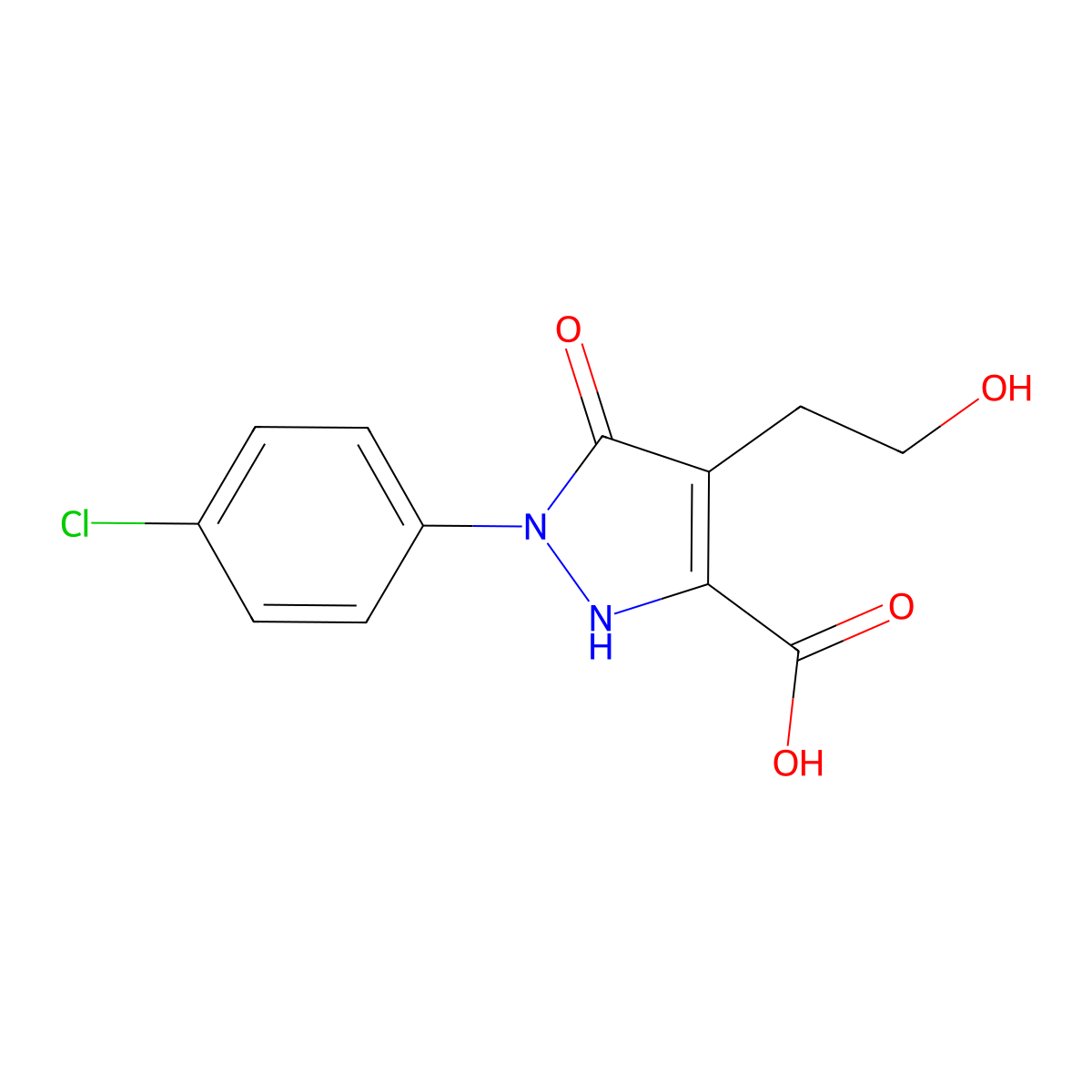 1-(4-chlorophenyl)-4-(2-hydroxyethyl)-5-oxo-2,5-dihydro-1H-pyrazole-3-carboxylic acid molecular structure, CAS 1210492-11-7
