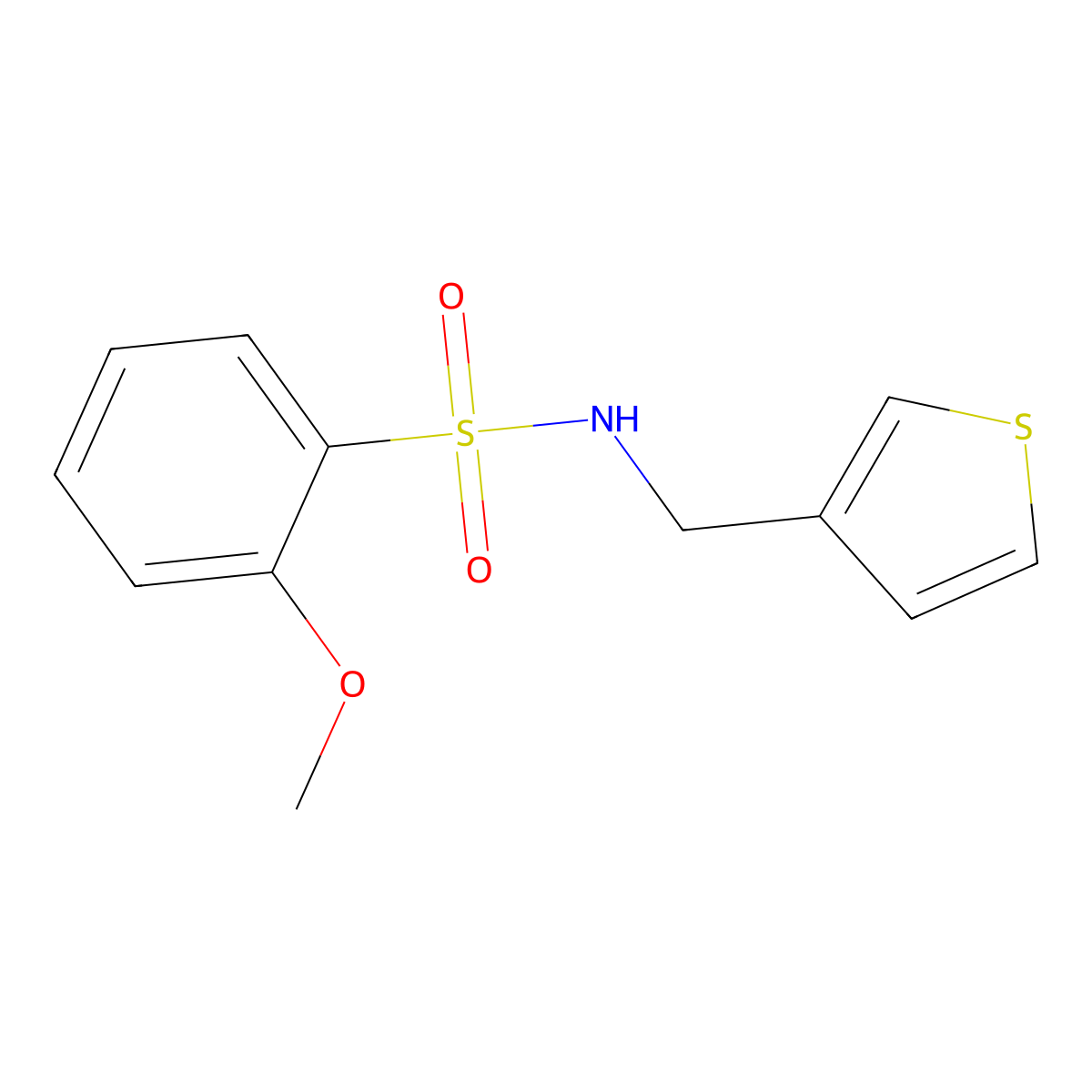 2-methoxy-N-(thiophen-3-ylmethyl)benzenesulfonamide molecular structure, CAS 1210494-11-3