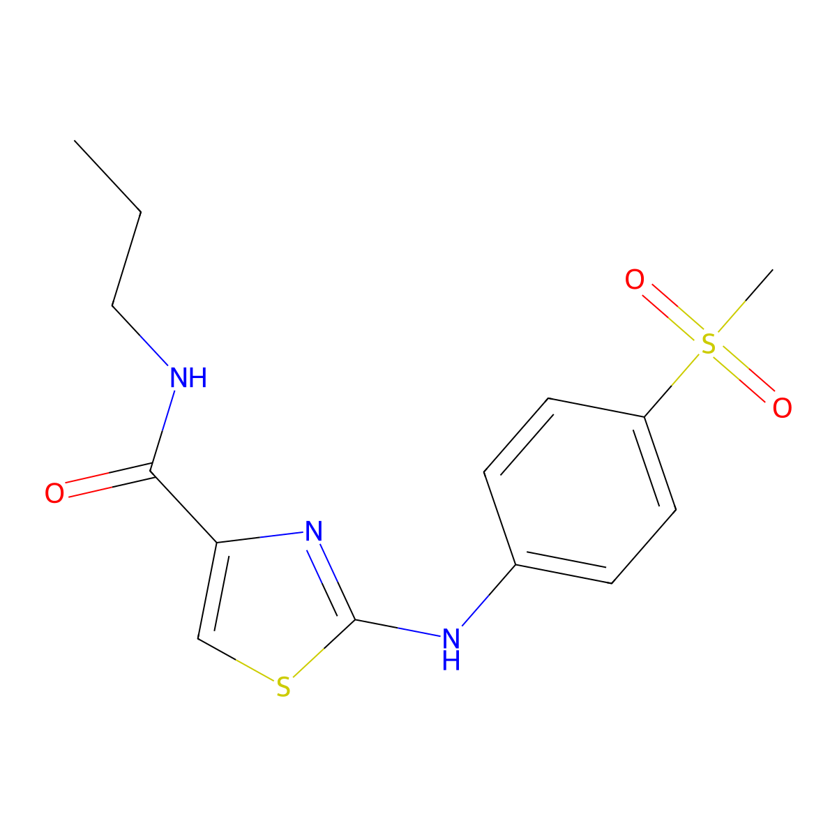 2-((4-(methylsulfonyl)phenyl)amino)-N-propylthiazole-4-carboxamide molecular structure, CAS 1210495-41-2