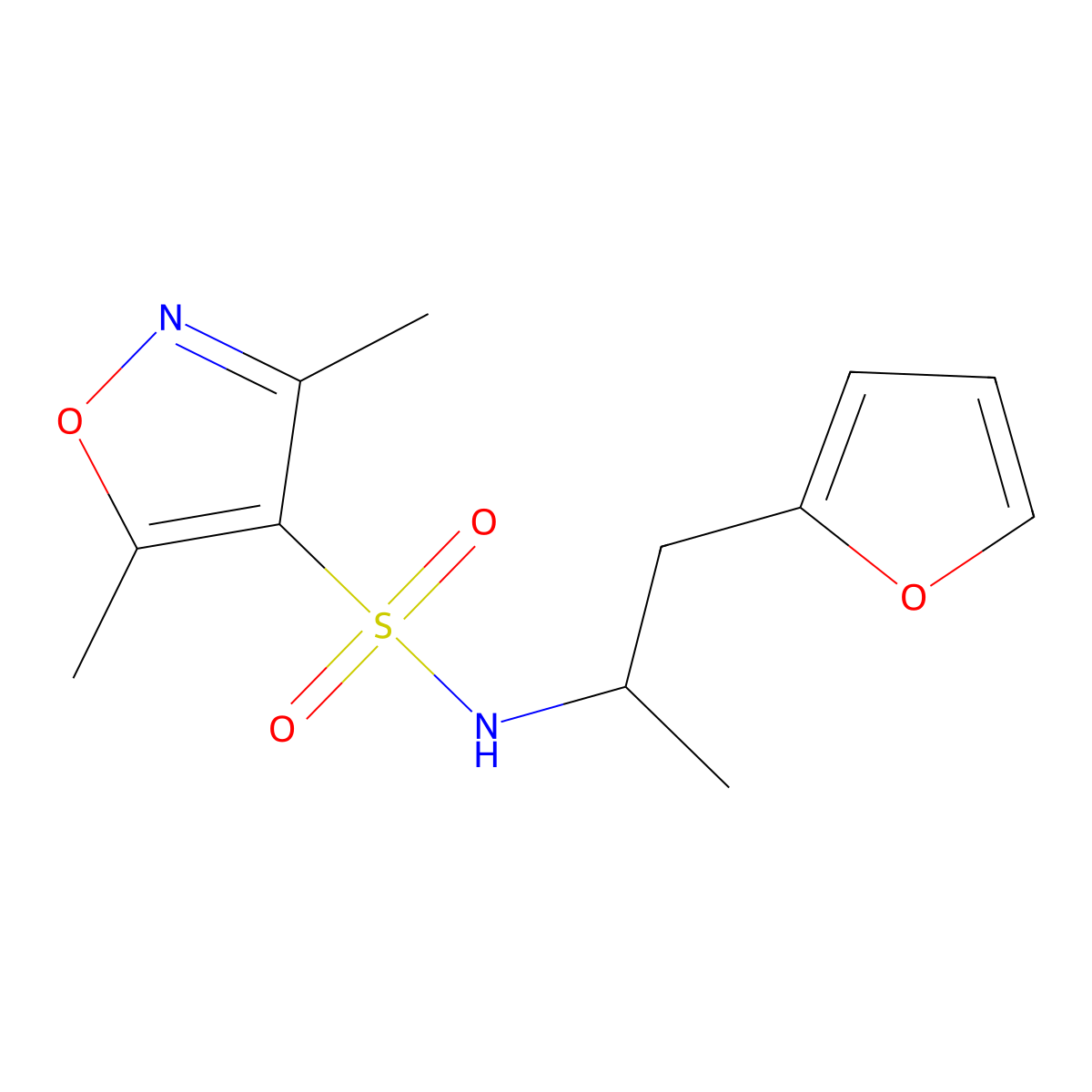 N-[1-(furan-2-yl)propan-2-yl]-3,5-dimethyl-1,2-oxazole-4-sulfonamide molecular structure, CAS 1210496-78-8