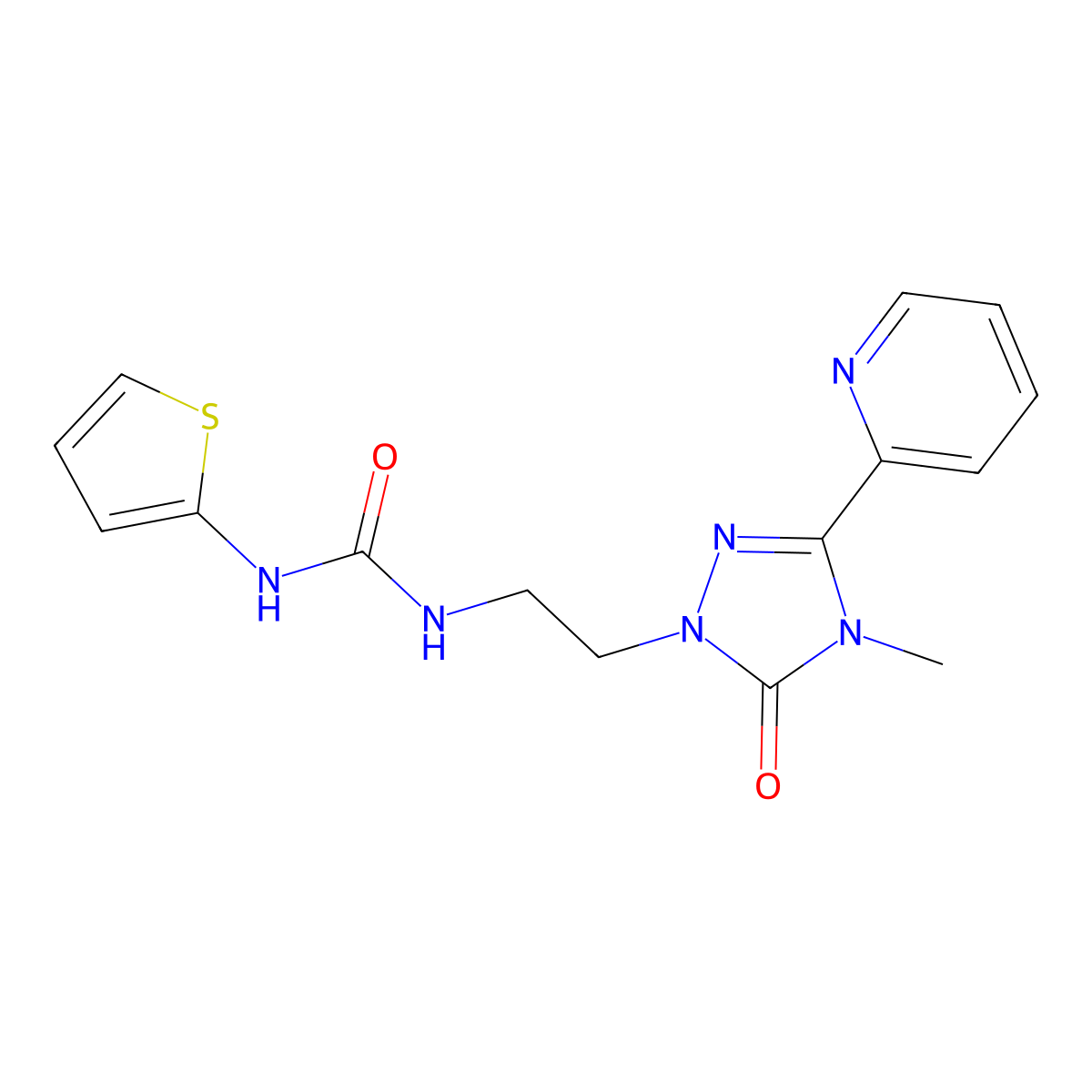 1-(2-(4-methyl-5-oxo-3-(pyridin-2-yl)-4,5-dihydro-1H-1,2,4-triazol-1-yl)ethyl)-3-(thiophen-2-yl)urea molecular structure, CAS 1210499-46-9