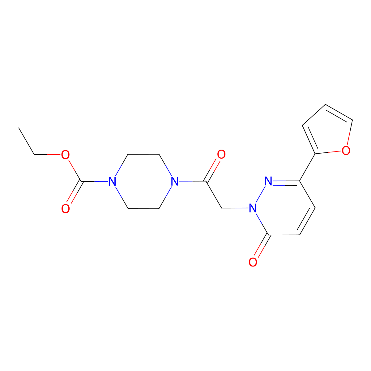 ethyl 4-{[3-(furan-2-yl)-6-oxopyridazin-1(6H)-yl]acetyl}piperazine-1-carboxylate molecular structure, CAS 1210500-14-3