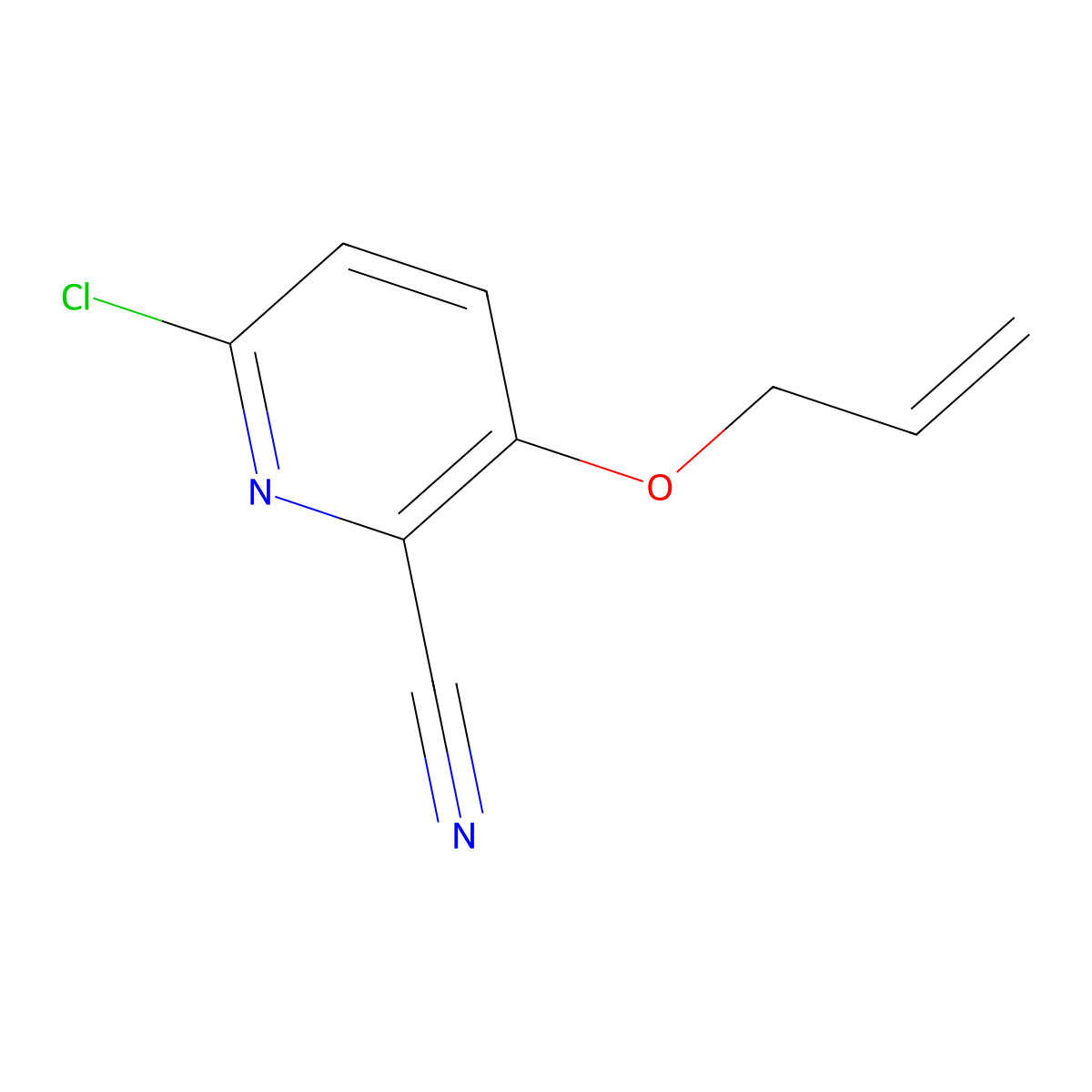 6-Chloro-3-(prop-2-en-1-yloxy)pyridine-2-carbonitrile molecular structure, CAS 1210502-45-6