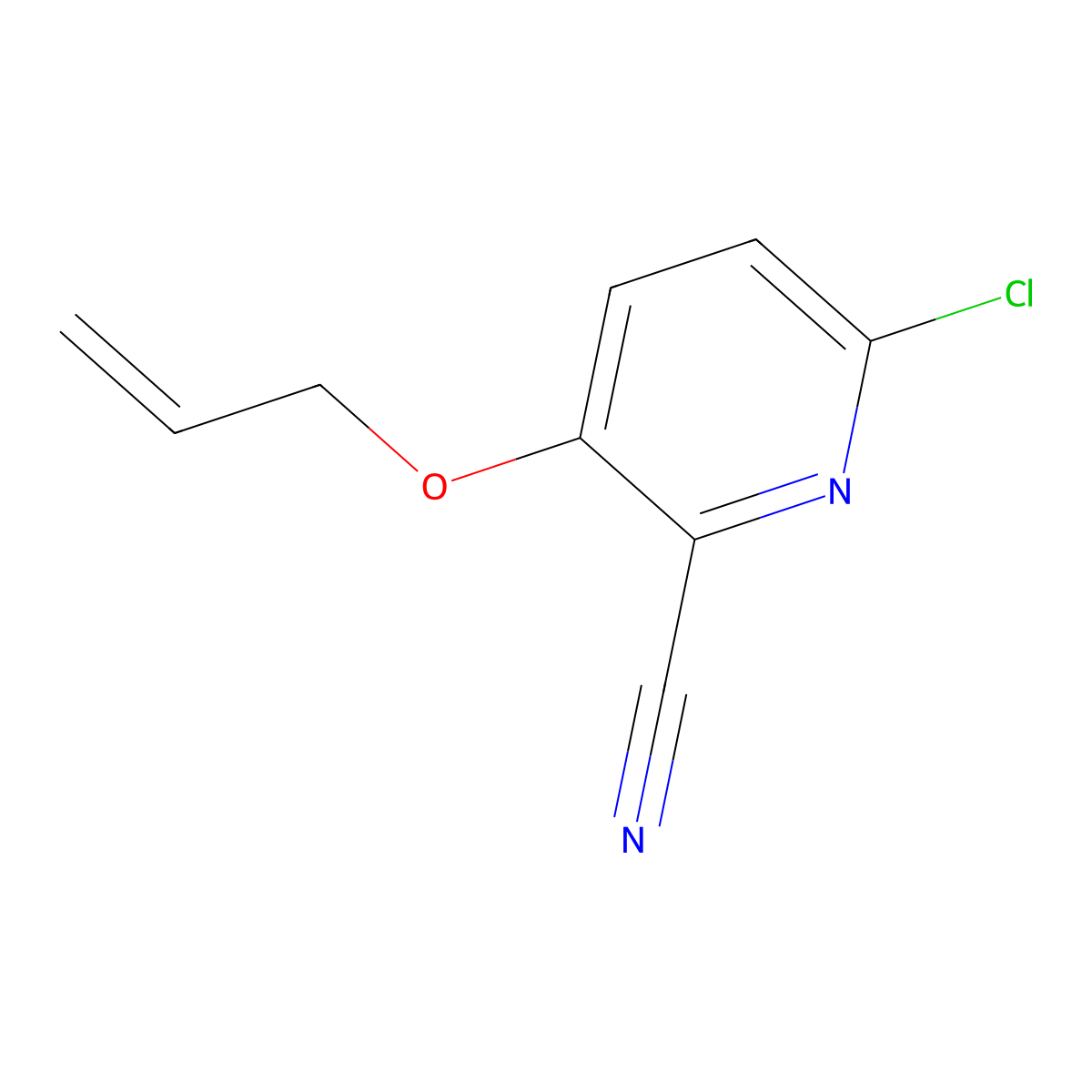 6-Chloro-3-(prop-2-en-1-yloxy)pyridine-2-carbonitrile molecular structure, CAS 1210502-45-6