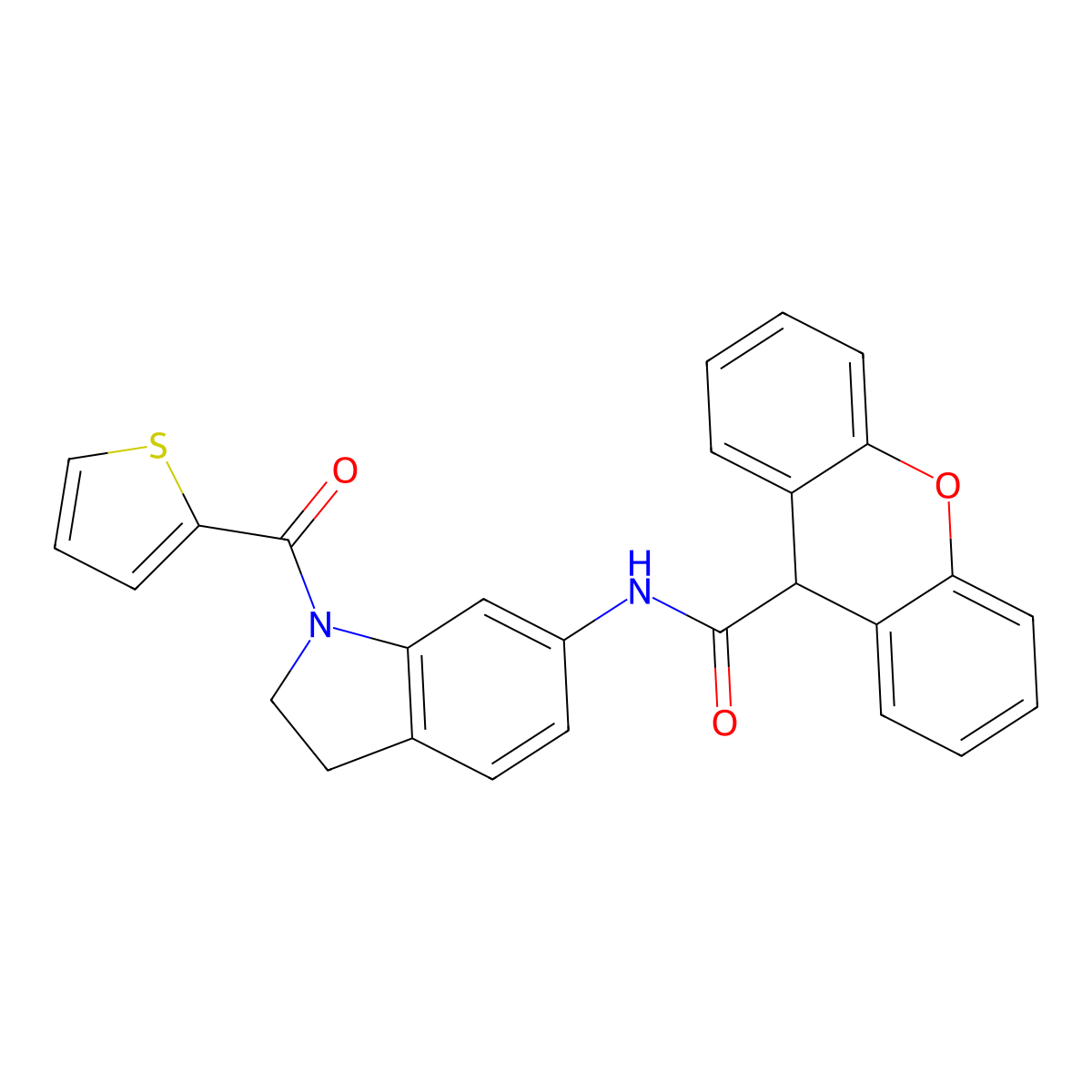 N-(1-(thiophene-2-carbonyl)indolin-6-yl)-9H-xanthene-9-carboxamide molecular structure, CAS 1210504-52-1