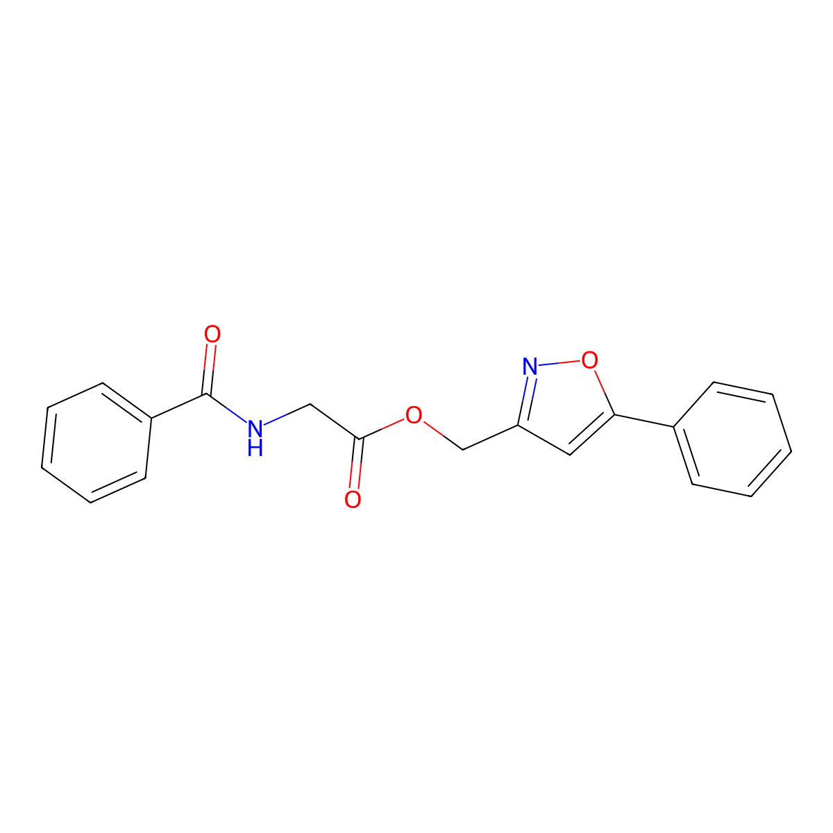 (5-Phenylisoxazol-3-yl)methyl 2-benzamidoacetate molecular structure, CAS 1210505-35-3