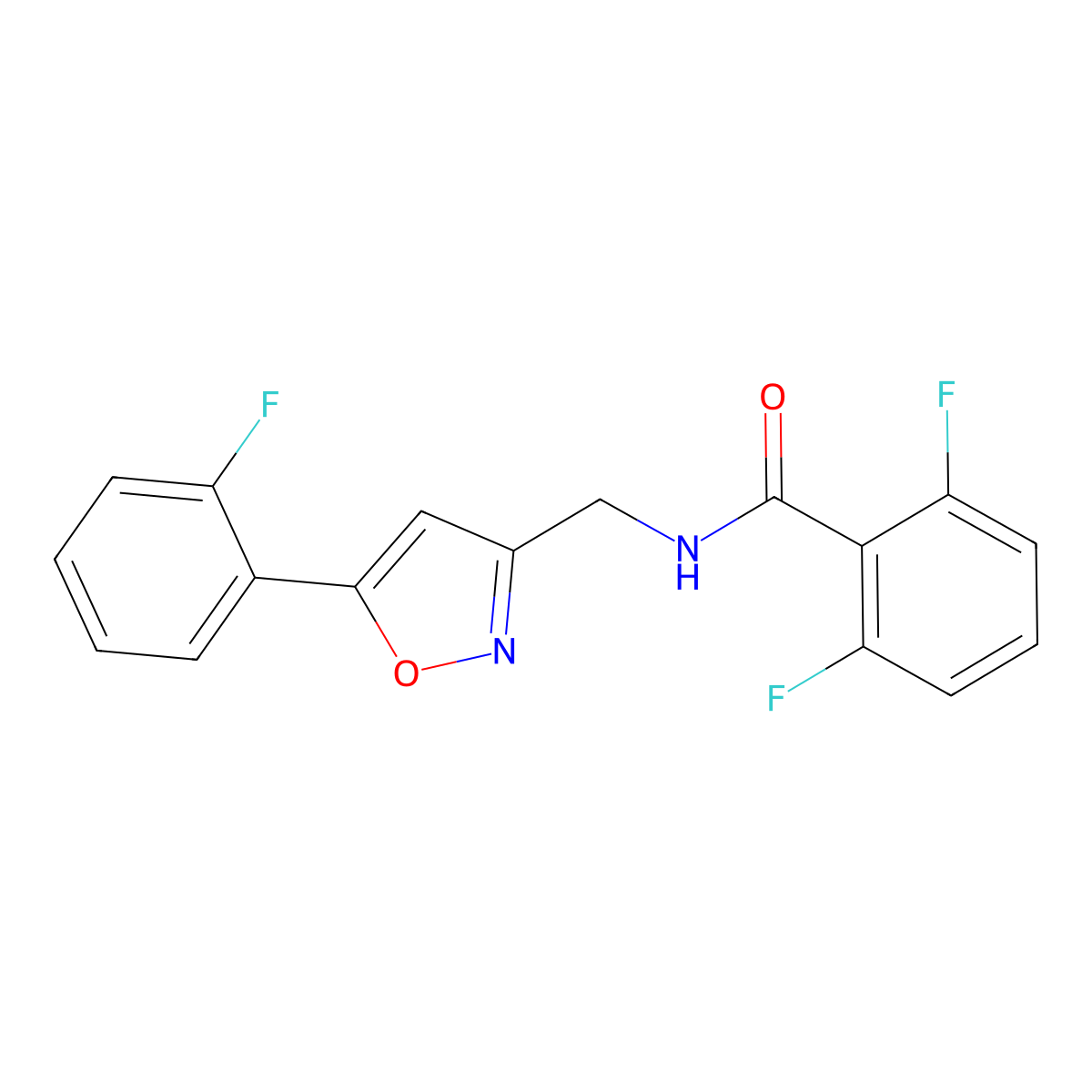 2,6-difluoro-N-((5-(2-fluorophenyl)isoxazol-3-yl)methyl)benzamide molecular structure, CAS 1210507-43-9