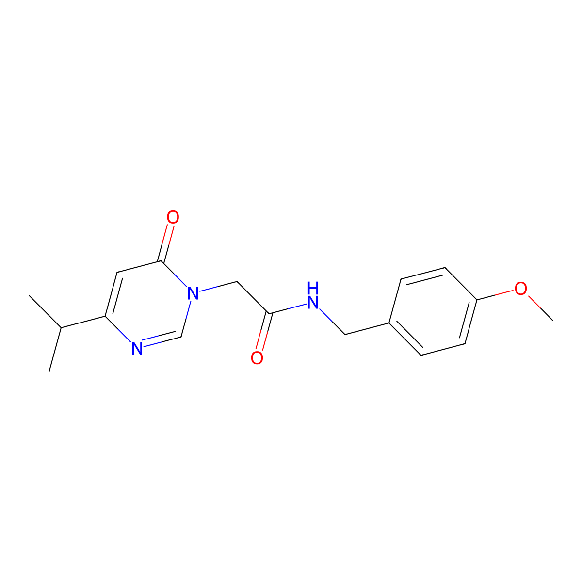 2-(4-isopropyl-6-oxopyrimidin-1(6H)-yl)-N-(4-methoxybenzyl)acetamide molecular structure, CAS 1210509-71-9