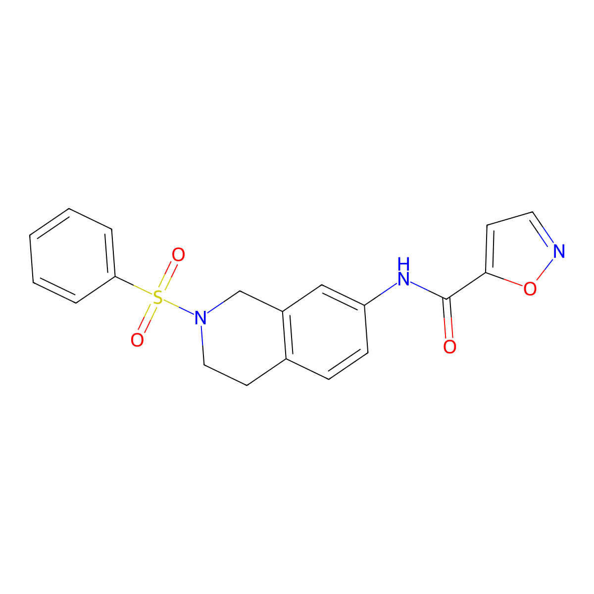 N-(2-(phenylsulfonyl)-1,2,3,4-tetrahydroisoquinolin-7-yl)isoxazole-5-carboxamide molecular structure, CAS 1210510-12-5