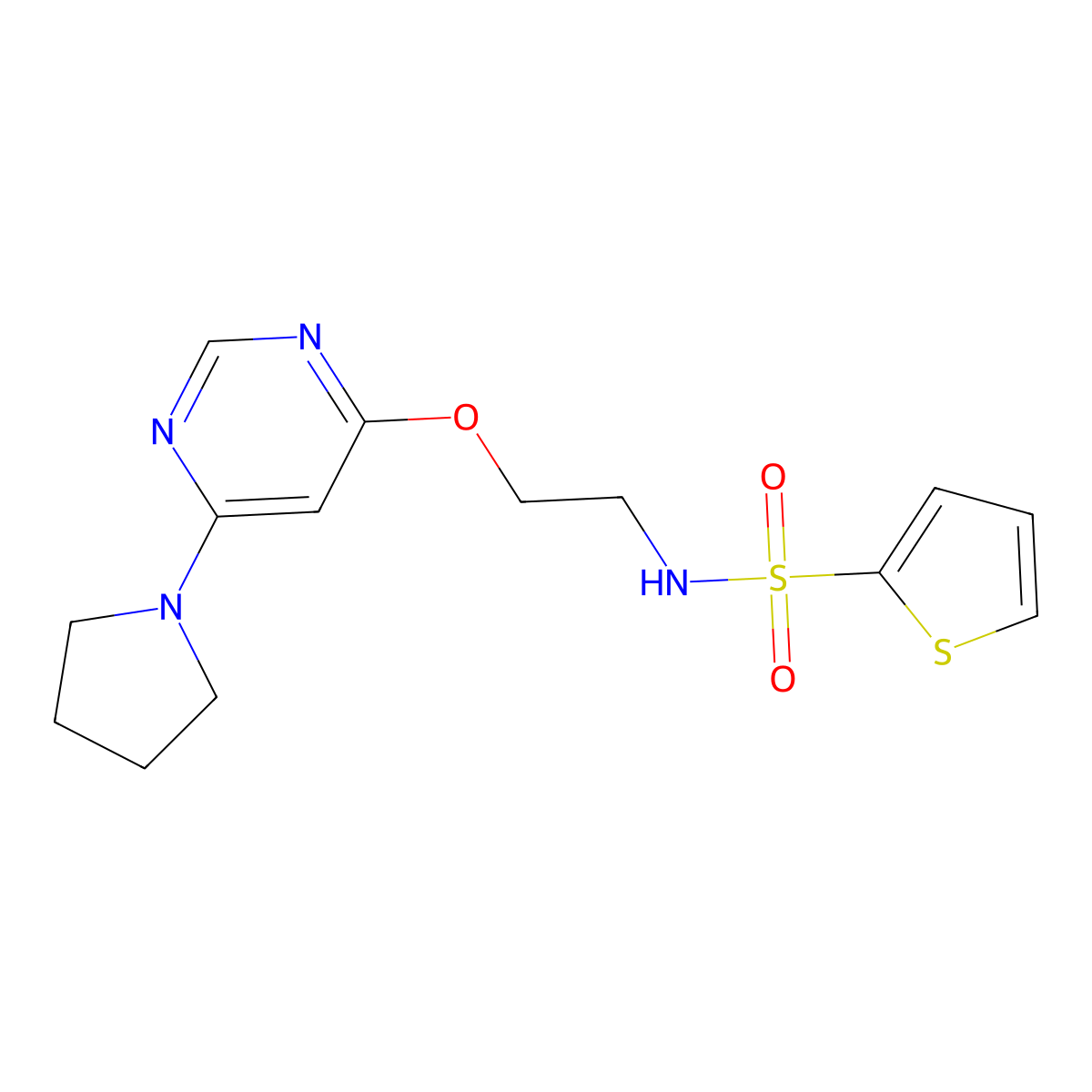 N-(2-((6-(pyrrolidin-1-yl)pyrimidin-4-yl)oxy)ethyl)thiophene-2-sulfonamide molecular structure, CAS 1210513-89-5