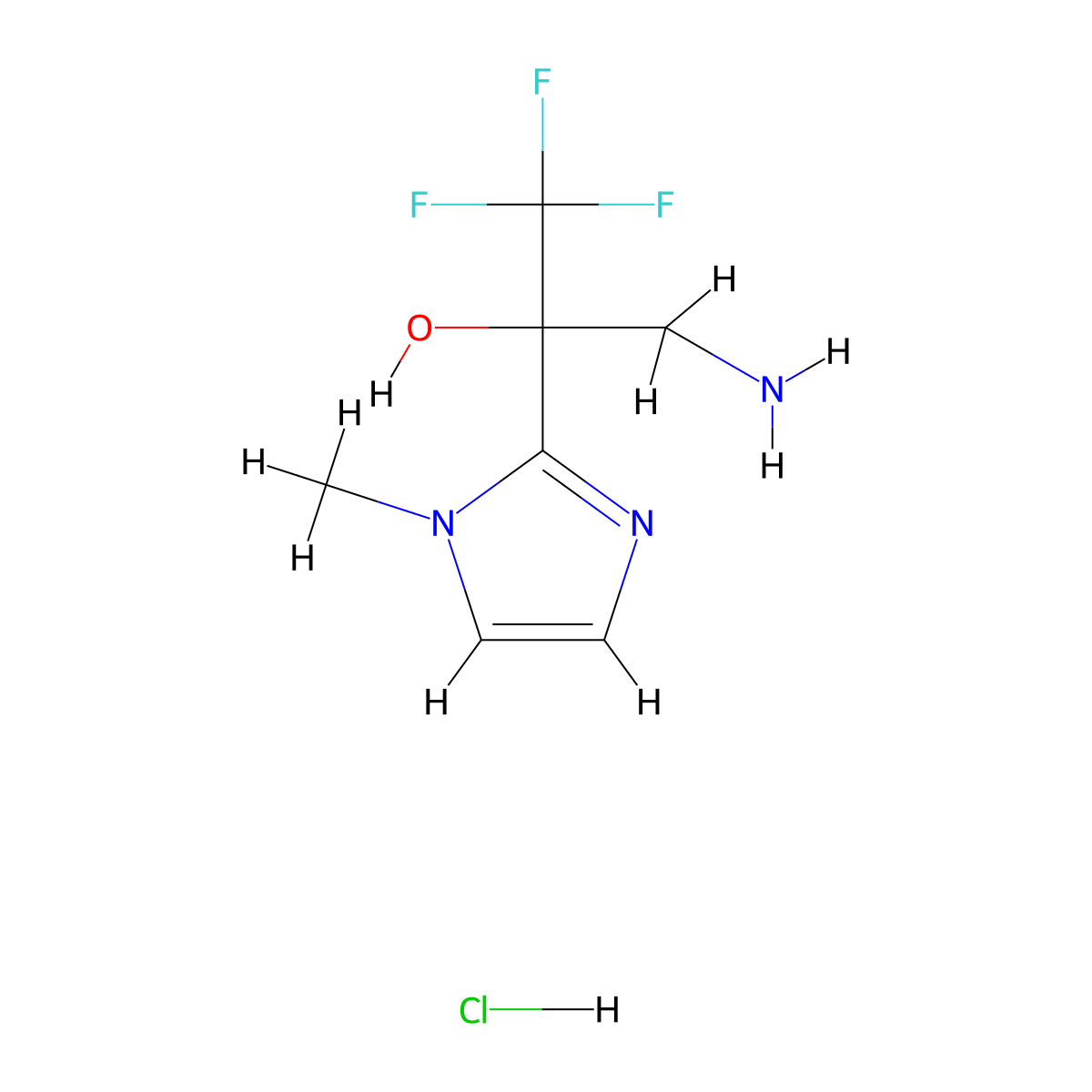 3-amino-1,1,1-trifluoro-2-(1-methyl-1H-imidazol-2-yl)propan-2-ol hydrochloride molecular structure, CAS 1210519-48-4