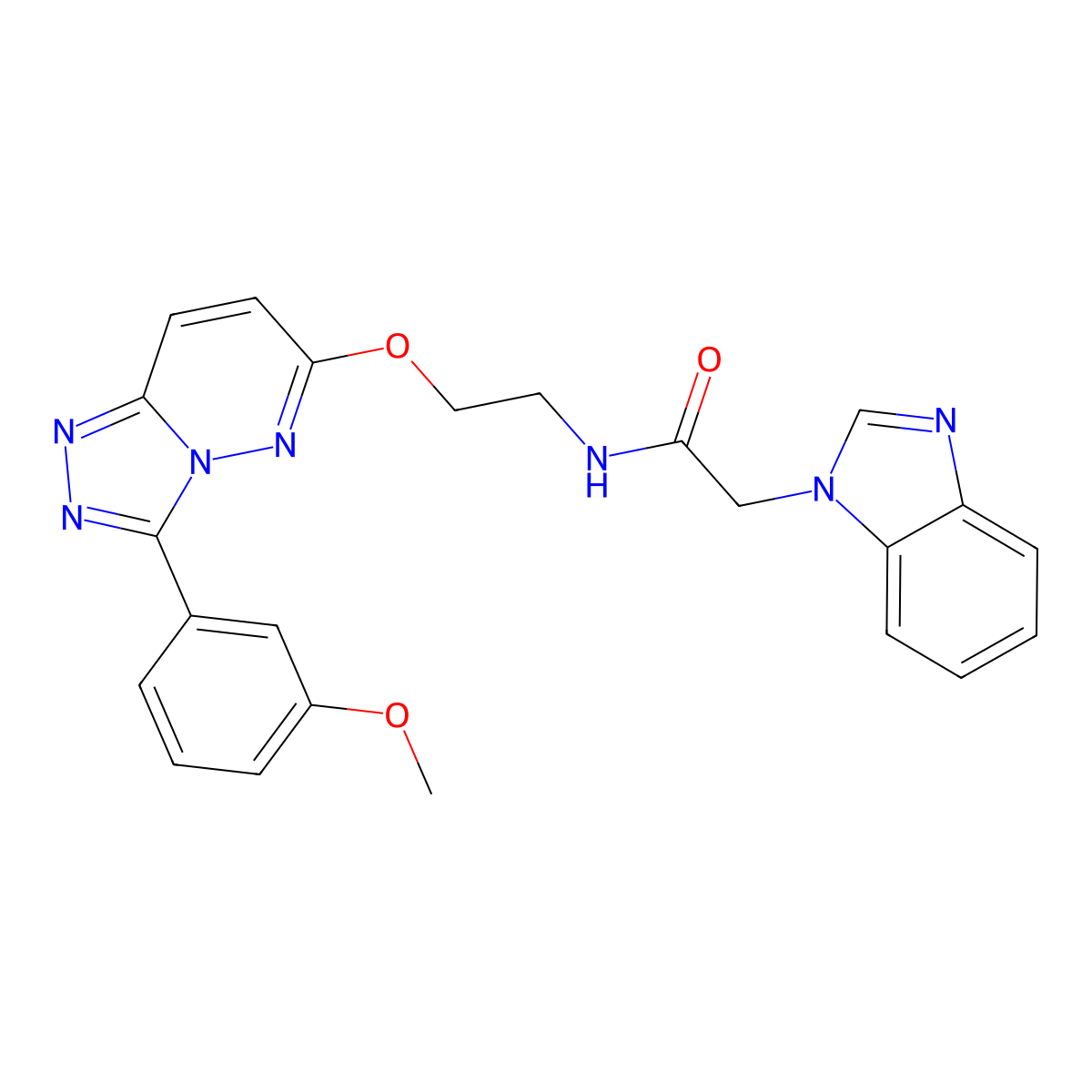 2-(1H-benzo[d]imidazol-1-yl)-N-(2-((3-(3-methoxyphenyl)-[1,2,4]triazolo[4,3-b]pyridazin-6-yl)oxy)ethyl)acetamide molecular structure, CAS 1210523-39-9