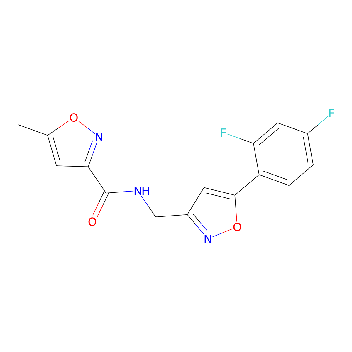 N-((5-(2,4-difluorophenyl)isoxazol-3-yl)methyl)-5-methylisoxazole-3-carboxamide molecular structure, CAS 1210526-33-2