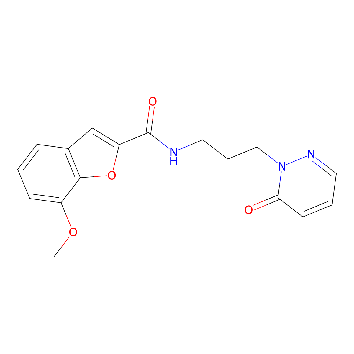 7-methoxy-N-(3-(6-oxopyridazin-1(6H)-yl)propyl)benzofuran-2-carboxamide molecular structure, CAS 1210532-91-4