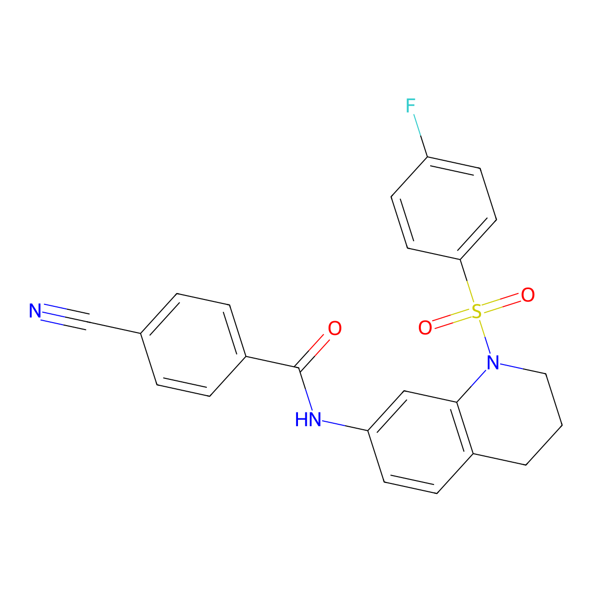 4-cyano-N-(1-((4-fluorophenyl)sulfonyl)-1,2,3,4-tetrahydroquinolin-7-yl)benzamide molecular structure, CAS 1210534-66-9