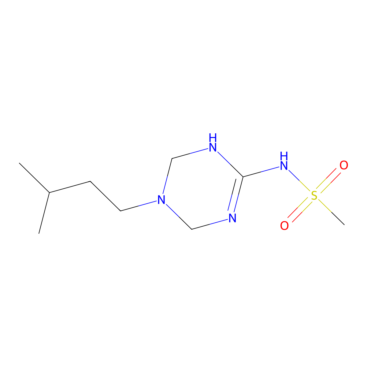 N-[5-(3-methylbutyl)-1,4,5,6-tetrahydro-1,3,5-triazin-2-yl]methanesulfonamide molecular structure, CAS 1210537-56-6
