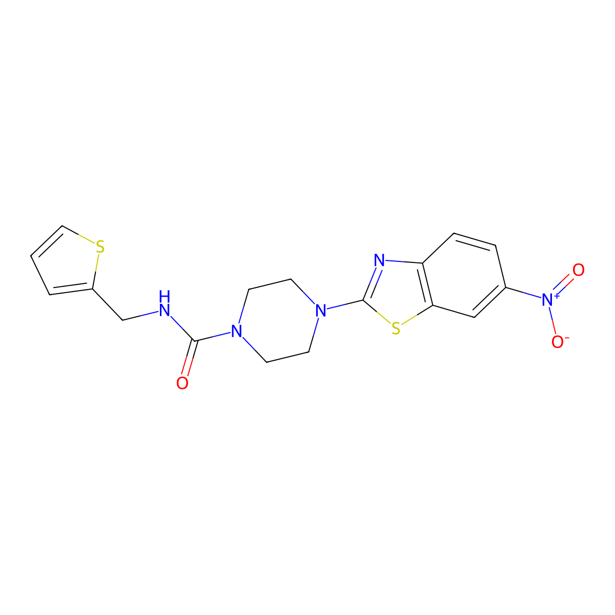 4-(6-nitrobenzo[d]thiazol-2-yl)-N-(thiophen-2-ylmethyl)piperazine-1-carboxamide molecular structure, CAS 1210539-22-2