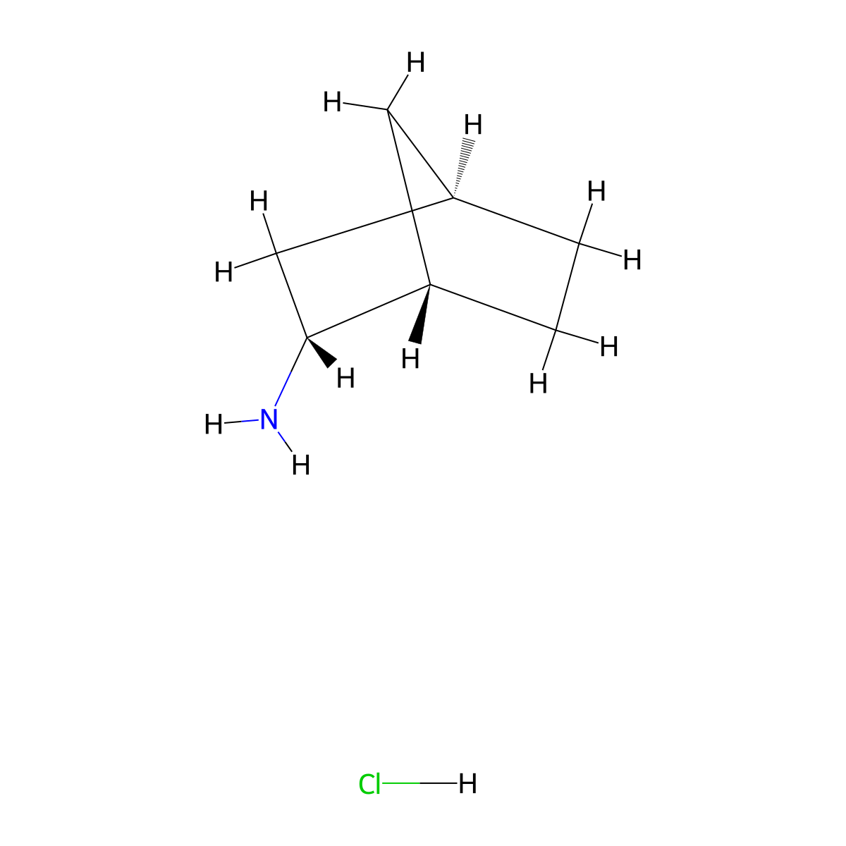 Bicyclo(2.2.1)heptan-2-amine, hydrochloride (1:1), (1R,2S,4S)-rel- molecular structure, CAS 121055-08-1