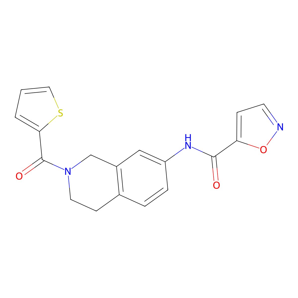 N-(2-(thiophene-2-carbonyl)-1,2,3,4-tetrahydroisoquinolin-7-yl)isoxazole-5-carboxamide molecular structure, CAS 1210599-46-4