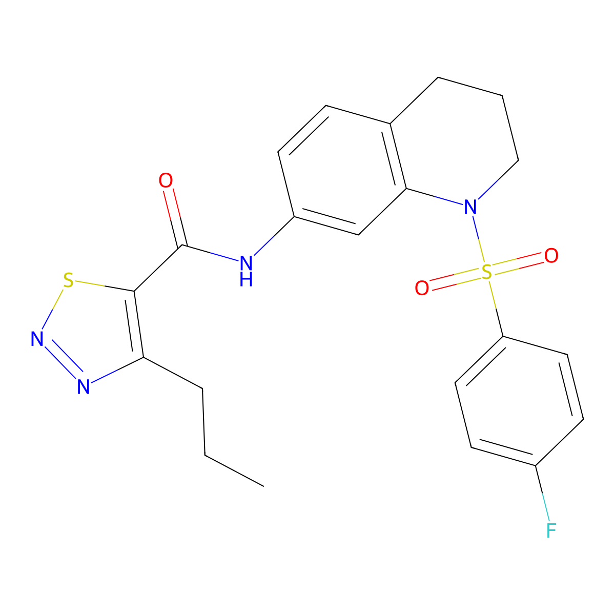 N-(1-((4-fluorophenyl)sulfonyl)-1,2,3,4-tetrahydroquinolin-7-yl)-4-propyl-1,2,3-thiadiazole-5-carboxamide molecular structure, CAS 1210603-99-8