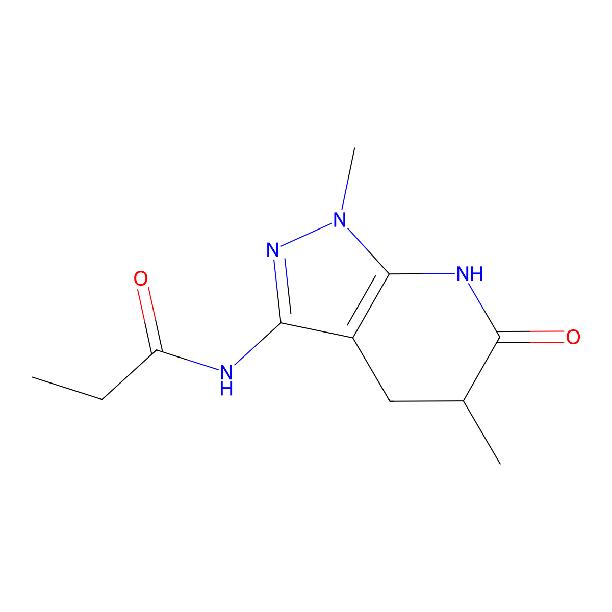 N-(1,5-dimethyl-6-oxo-4,5,6,7-tetrahydro-1H-pyrazolo[3,4-b]pyridin-3-yl)propionamide molecular structure, CAS 1210604-01-5