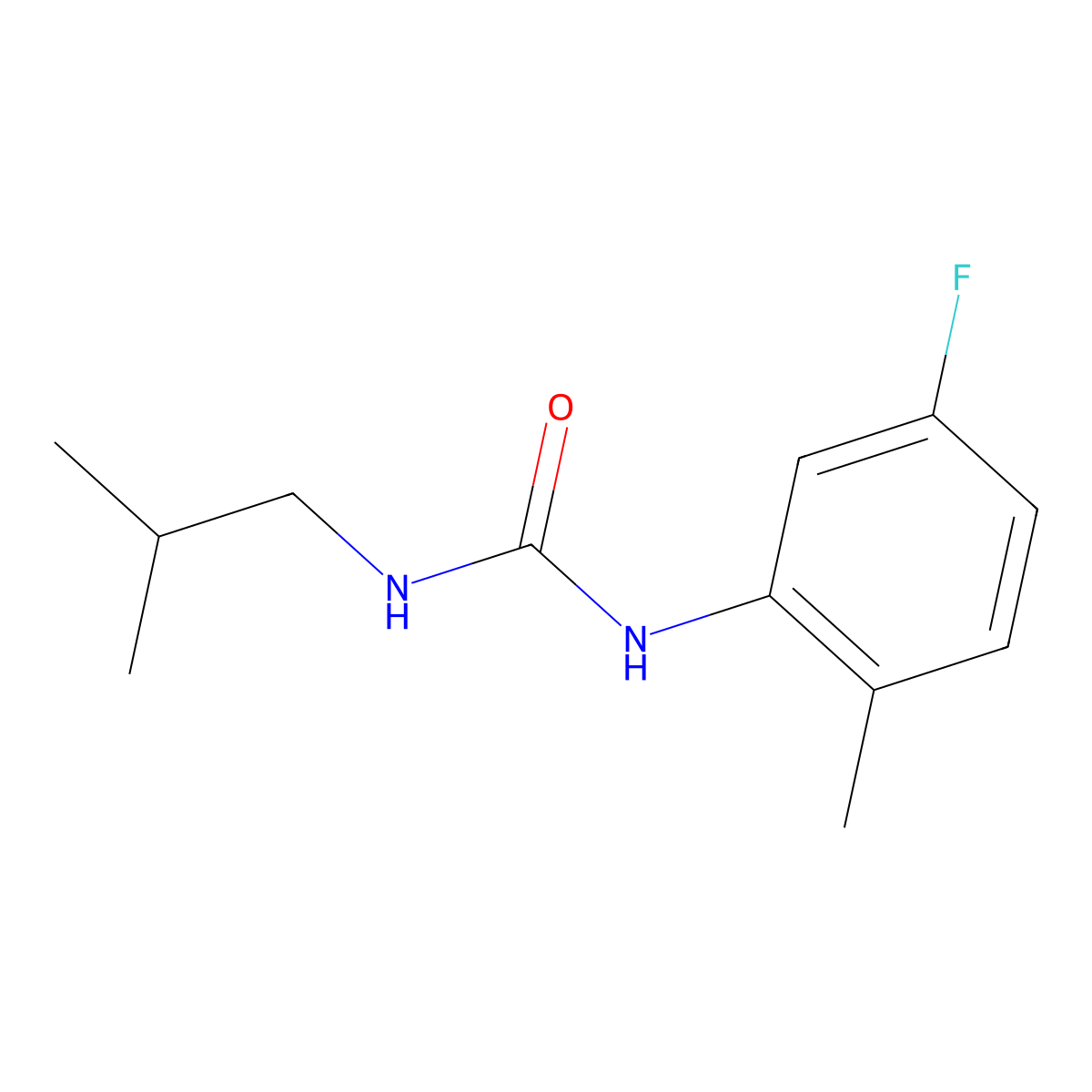 1-(5-Fluoro-2-methylphenyl)-3-(2-methylpropyl)urea molecular structure, CAS 1210610-30-2