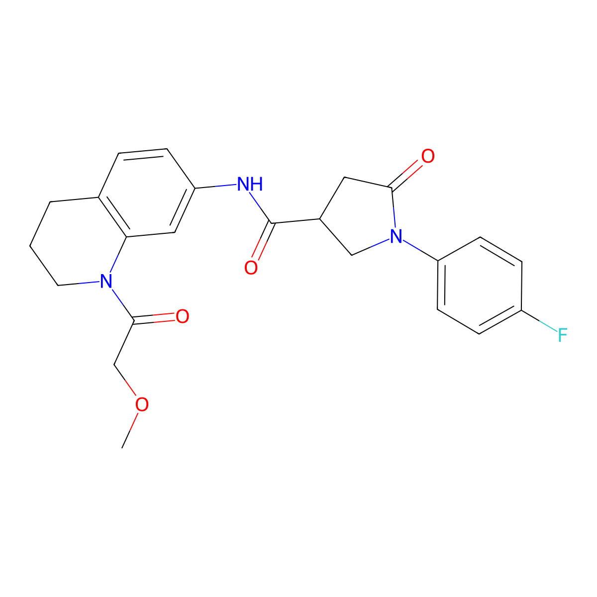 1-(4-fluorophenyl)-N-[1-(2-methoxyacetyl)-1,2,3,4-tetrahydroquinolin-7-yl]-5-oxopyrrolidine-3-carboxamide molecular structure, CAS 1210612-35-3
