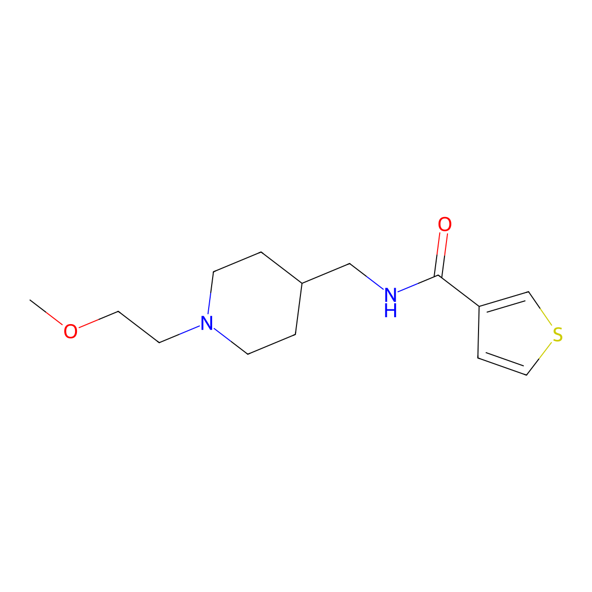 N-((1-(2-methoxyethyl)piperidin-4-yl)methyl)thiophene-3-carboxamide molecular structure, CAS 1210617-66-5