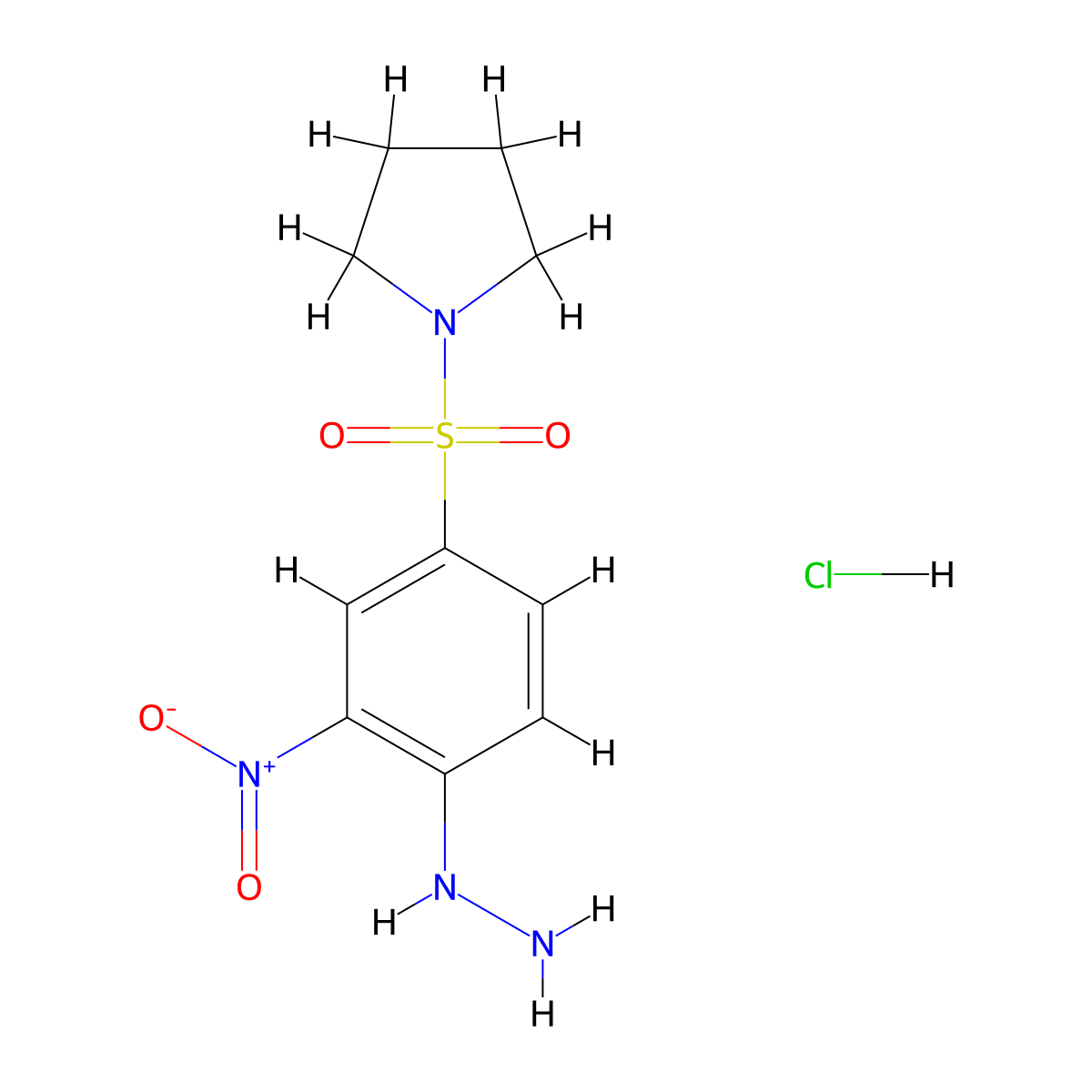 1-(4-Hydrazinyl-3-nitrobenzenesulfonyl)pyrrolidine hydrochloride molecular structure, CAS 1210618-41-9
