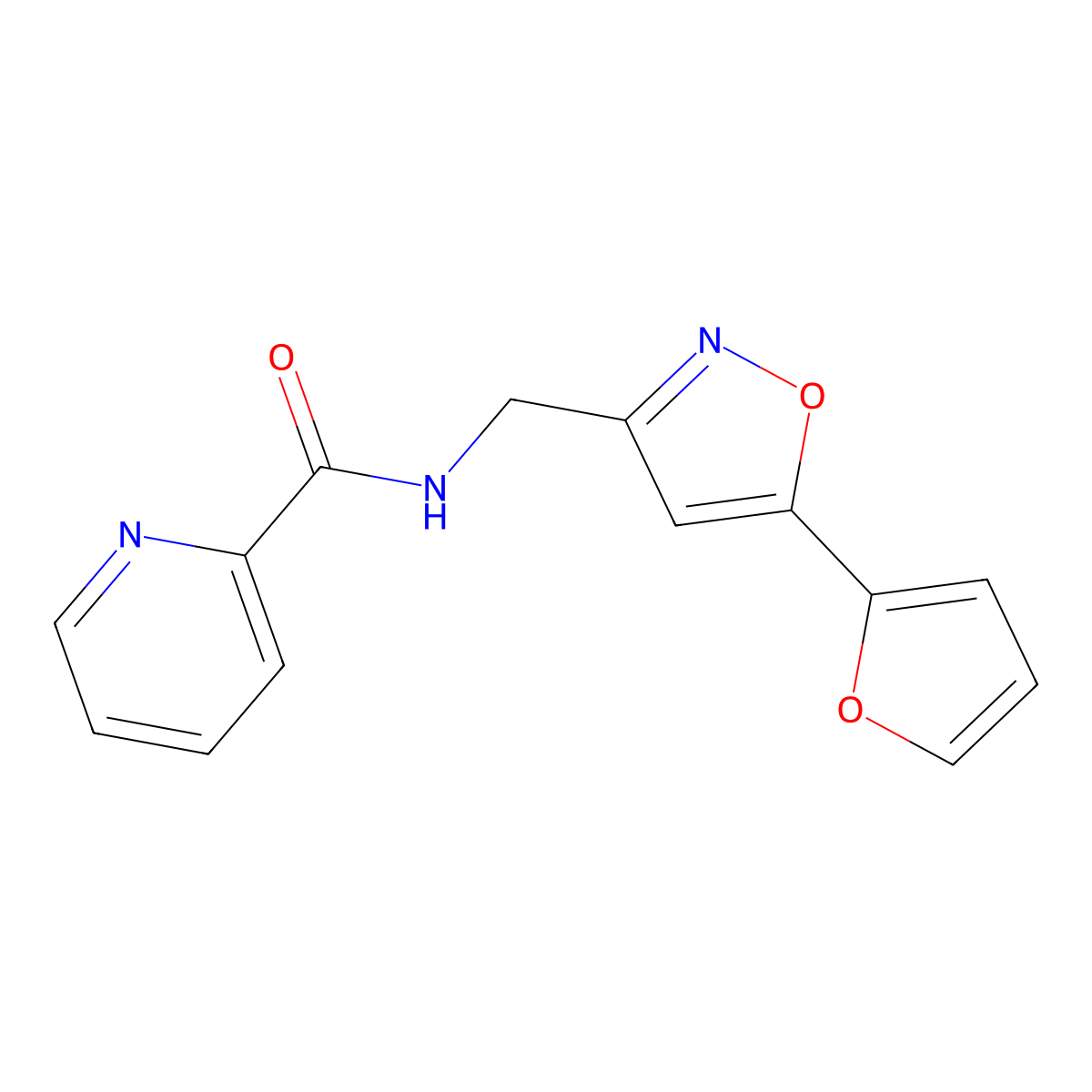 N-((5-(furan-2-yl)isoxazol-3-yl)methyl)picolinamide molecular structure, CAS 1210619-25-2